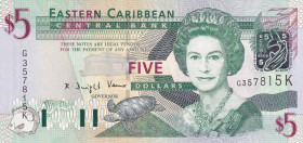 East Caribbean States, 5 Dollars, 1994, UNC, p31a
Estimate: USD 30-60