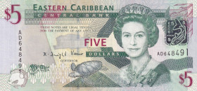 East Caribbean States, 5 Dollars, 2008, UNC, p47a
Queen Elizabeth II. Potrait
Estimate: USD 15-30