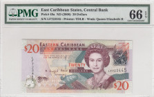 East Caribbean States, 20 Dollars, 2008, UNC, p49a
PMG 66 EPQ, Queen Elizabeth II. Potrait
Estimate: USD 30-60
