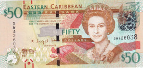 East Caribbean States, 50 Dollars, 2008, UNC, p50
Queen Elizabeth II. Potrait
Estimate: USD 50-100