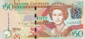 East Caribbean States, 50 Dollars, 2015, UNC, p54b
Queen Elizabeth II. Potrait
Estimate: USD 100-200