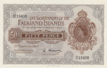 Falkland Islands, 50 Pence, 1969, UNC, p10a
Estimate: USD 100-200