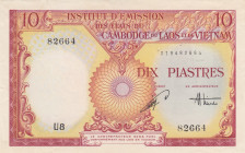 French Indo-China, 10 Piastres, 1953, AUNC, p107
It has a punch hole.
Estimate: USD 20-40