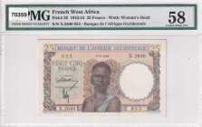 French West Africa, 25 Francs, 1943/1954, AUNC, p38
PMG 58
Estimate: USD 125-250