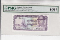 Gambia, 1 Dalasi, 1978, UNC, p8
PMG 68 EPQ, High Condition, Rare, Commemorative banknote
Estimate: USD 250-500