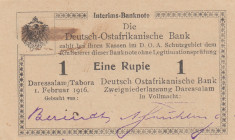 German East Africa, 1 Rupie, 1916, UNC, p19
There is a fracture in the upper right corner, Slightly stained
Estimate: USD 30-60