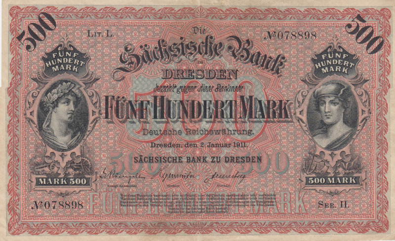 Germany, 500 Mark, 1911, XF, pS953b
Estimate: USD 30-60