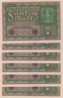 Germany, 50 Mark, 1919, AUNC, p66, (Total 6 banknotes)
Estimate: USD 15-30