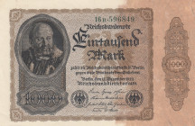 Germany, 1.000 Mark, 1922, UNC, p82b
Light handling
Estimate: USD 20-40