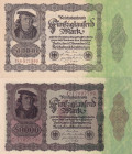 Germany, 50.000 Mark, 1922, UNC, p79; p80, (Total 2 banknotes)
Light handling
Estimate: USD 20-40