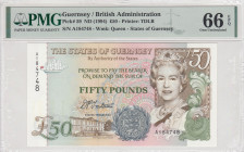 Guernsey, 50 Pounds, 1994, UNC, p59
PMG 66 EPQ, Queen Elizabeth II. Potrait
Estimate: USD 180-360