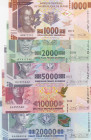 Guinea, 1.000-2.000-5.000-10.000-20.000 Francs, 2015/2018, UNC, (Total 5 banknotes)
Estimate: USD 15-30