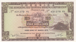 Hong Kong, 5 Dollars, 1975, UNC, p181f
Estimate: USD 15-30