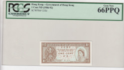 Hong Kong, 1 Cent, 1986/1992, UNC, p325d
PCGS 66 PPQ, Queen Elizabeth II. Potrait
Estimate: USD 25-50