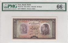 Iran, 20 Rials, 1954, UNC, p65
PMG 66 EPQ
Estimate: USD 50-100