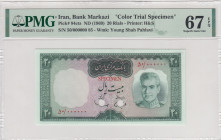 Iran, 20 Rials, 1969, UNC, p84cts
PMG 67 EPQ, High condition , Color Experiment
Estimate: USD 550-1100
