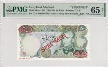 Iran, 50 Rials, 1974/1979, UNC, p101es, SPECIMEN
PMG 65 EPQ, Shah Pahlavi Portrait
Estimate: USD 300-600