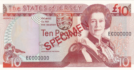 Jersey, 10 Pounds, 1993, UNC, p22s, SPECIMEN
Queen Elizabeth II. Potrait
Estimate: USD 75-150
