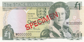 Jersey, 1 Pound, 2000, UNC, p26s, SPECIMEN
Queen Elizabeth II. Potrait
Estimate: USD 15-30