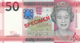 Jersey, 50 Pounds, 2010, UNC, p36s, SPECIMEN
Queen Elizabeth II. Potrait
Estimate: USD 250-500