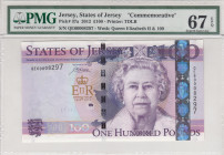 Jersey, 100 Pounds, 2012, UNC, p37a
PMG 67 EPQ, High condition , Queen Elizabeth II Portrait, Commemorative Banknote
Estimate: USD 300-600