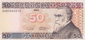 Lithuania, 50 Litu, 1993, AUNC, p58a
Estimate: USD 80-160