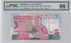 Madagascar, 2.500 Francs=500 Ariary, 1993, UNC, p72Ab
PMG 66 EPQ
Estimate: USD 50-100