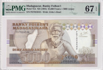 Madagascar, 25.000 Francs, 1993, UNC, p74A
PMG 67 EPQ
Estimate: USD 120-240