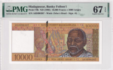 Madagascar, 10.000 Francs=2.000 Ariary, 1995, UNC, p79b
PMG 67 EPQ, High condition 
Estimate: USD 50-100
