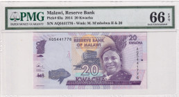 Malawi, 20 Kwacha, 2014, UNC, p63a
PMG 66 EPQ
Estimate: USD 25-50