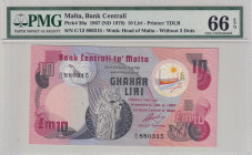 Malta, 10 Liri, 1979, UNC, p36a
PMG 66 EPQ
Estimate: USD 90-180