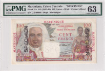 Martinique, 100 Francs, 1947/1949, UNC, p31s, SPECIMEN
PMG 63
Estimate: USD 500-1000