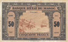 Morocco, 50 Francs, 1943, VF(+), p26a
There are stains and openings.
Estimate: USD 50-100