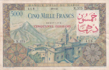 Morocco, 50 Dirhams on 5000 Francs, 1953, XF, p51
Estimate: USD 200-400