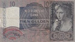 Netherlands, 10 Gulden, 1942, VF, p56b
There are rips and stains in the middle.
Estimate: USD 15-30