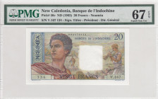 New Caledonia, 20 Francs, 1963, UNC, p50c
PMG 67 EPQ, High condition 
Estimate: USD 350-700