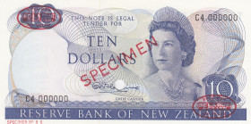 New Zealand, 10 Dollars, 1967, UNC, p166as, SPECIMEN
Queen Elizabeth II. Potrait
Estimate: USD 700-1400