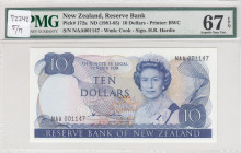 New Zealand, 10 Dollars, 1981/1985, UNC, p172a
PMG 67 EPQ, High condition 
Estimate: USD 230-360