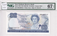 New Zealand, 10 Dollars, 1985/1989, UNC, p172b
PMG 67 EPQ, High condition , Queen Elizabeth II. Potrait
Estimate: USD 150-300