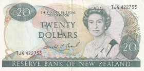 New Zealand, 20 Dollars, 1989/1992, XF, p173c
Queen Elizabeth II. Potrait
Estimate: USD 50-100
