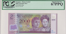 Paraguay, 2.000 Guaranies, 2011, UNC, p228c
PCGS 67 PPQ, High Condition
Estimate: USD 25-50