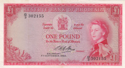 Rhodesia, 1 Pound, 1964, XF, p25c
Queen Elizabeth II. Potrait, Slightly stained
Estimate: USD 400-800