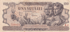 Romania, 100 Lei, 1947, AUNC, p67a
There are minor wear and small stains on the border edges.
Estimate: USD 75-150