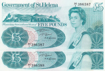 Saint Helena, 5 Pounds, 1981, UNC, p7b, (Total 2 consecutive banknotes)
Queen Elizabeth II. Potrait
Estimate: USD 30-60