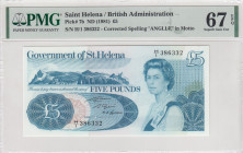 Saint Helena, 5 Pounds, 1981, UNC, p7b
PMG 67 EPQ, High Condition, Commemorative, Queen Elizabeth II. Potrait
Estimate: USD 50-100