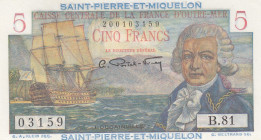 Saint Pierre & Miquelon, 5 Francs, 1950/1960, UNC, p22
Estimate: USD 100-200