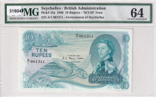 Seychelles, 10 Rupees, 1968, UNC, p15a
PMG 64, Queen Elizabeth II. Potrait
Estimate: USD 750-1500