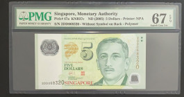 Singapore, 5 Dollars, 2005, UNC, p47a
PMG 67 EPQ, High condition 
Estimate: USD 25-50