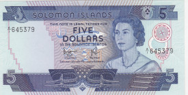 Solomon Islands, 5 Dollars, 1977, UNC, p6b
Queen Elizabeth II. Potrait, Light handling
Estimate: USD 60-120