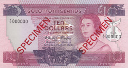 Solomon Islands, 10 Dollars, 1984, UNC, p11s, SPECIMEN
Queen Elizabeth II. Potrait
Estimate: USD 50-100